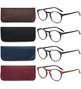 VEVESMUNDO Round Reading Glasses Vintage Large Frame Spring Hinge Blue Light Blocking Glasses for...