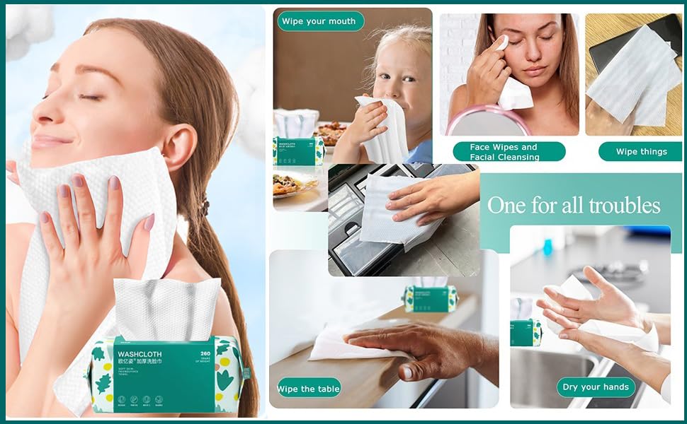 Cotton Dry Wipes, Ultra Soft Disposable Face Cotton Tissues for Sensitive Skin