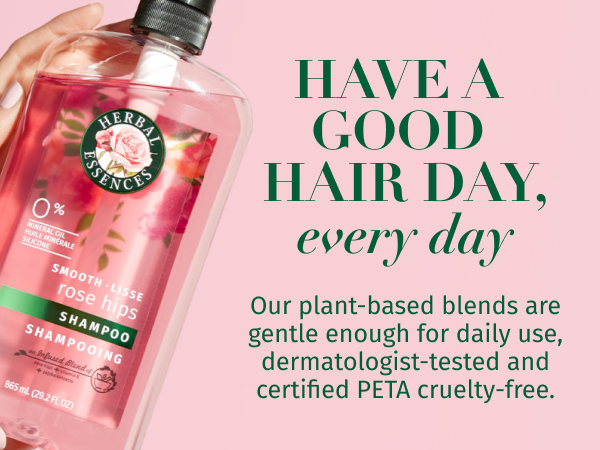 Have a good hair day, every day; daily use, PETA cruelty-free, dermatologist-tested