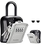 Puroma Portable Combination Lockbox Wall-Mounted Key Storage Box for House Keys, Resettable Code ...