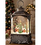 DenicMic Snowy Cabin Snow Globe Lantern Christmas Decorations Indoor | Automatic Swirling Glitter...