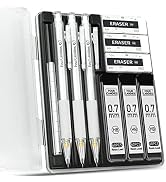 Four Candies Mechanical Pencil Set with Case - 3PCS 0.7mm Clear Mechanical Pencils & 180PCS HB Le...