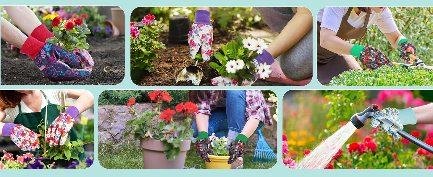 4 Pairs Floral Gardening Gloves