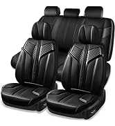 CAR PASS Nappa Leather Seat Covers, Breathable Waterproof Car Seat Covers Full Set, Luxury 3D Spo...