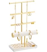 Lolalet Jewelry Organizer Stand, Necklace Bracelet Holder -Gold | Space-Saving Jewelry Display St...