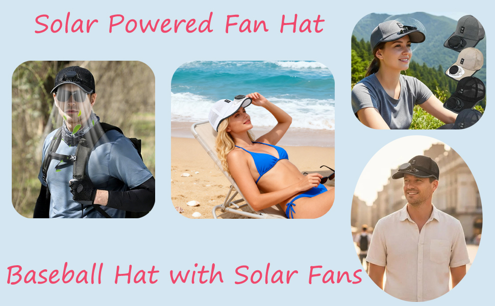 Men Women Solar Powered Fan Hat Cooling Baseball Hat Fishing