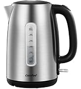 COMFEE' Stainless Steel Electric Kettle, 1.7 Liter Tea Kettle Electric & Hot Water Kettle, 1500W ...