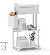 Ostreeful 3 Tier Printer Stand Modern White Printer Mobile Wooden Printer Shelf Table Organizer f...