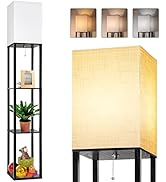 Floor Lamp with Shelves,Shelf Floor Lamps for Living Room with 3 Color Temperature LED Bulb,Stora...