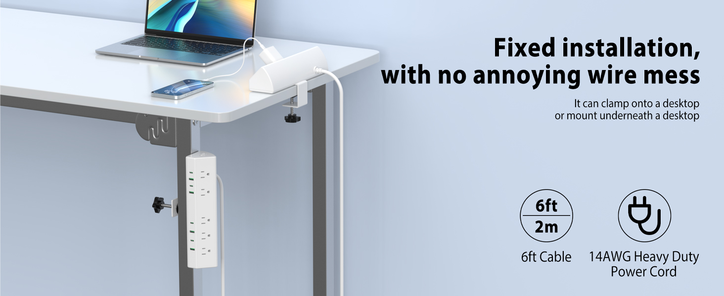 Desk Clamp Power Strip