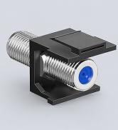 VCE Coax Keystone Jack 3GHz RG6 F-Type Black Female Connector 5-Pack | Snaps into Standard Keysto...