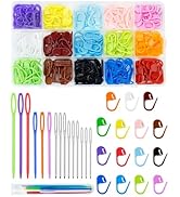 FIVEIZERO 220/900 Pieces Stitch Markers,with 15 Pcs Large Eye Blunt Sewing Needles,Colorful Croch...