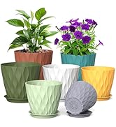 Meowell 7/6.5/6/5.5/5/4.5/4 inch Plant Pots for Indoor Outdoor Plants, 7 Pack Thick Nursery Pots ...