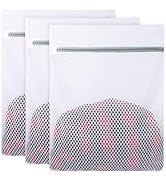 Vivifying Mesh Laundry Bags for Delicates, 3Pcs Honeycomb Mesh Wash Bags with Zipper for Washing ...