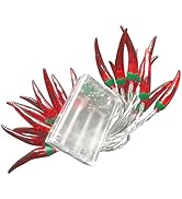 OSALADI 3m 20 LEDs Chili String Light LED Battery Powered Red Chili Pepper Lights Festival Decora...