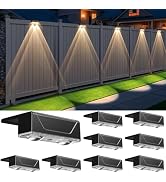 Srtyuo Solar Fence Lights Outdoor - 3 Color Modes(3000K/4000K/6000K), IP55 Waterproof Solar Light...