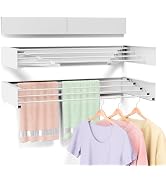 BAKON Clothes Drying Rack Wall Mounted for Laundry, Drying Rack Clothing Wall Mounted, with 3 Alu...