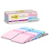 Post-it 100% Recycled Paper Super Sticky Notes, 3 in. x 3 in., 12 Pads, 70 Sheets per Pad, Wander...