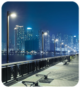Industrial, powerful, high lumen, efficient, outdoor lighting, park, parking, walk, safe
