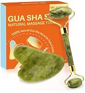 Olaemuo Jade Gua Sha and Face Roller, Real Jade Gua-Sha Stone Facial Tools Set for Reduce Puffine...