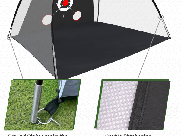 Golf Net, 10x7FT with Golf Practice Mat, Hitting Aid Nets Indoor– Gifts for Men/Dad/Him