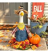 FYSUIMU Fall Porch Goose Outfits for 23 Inch Lawn Statue Autumn Scarecrow Goose Costume Clothes f...