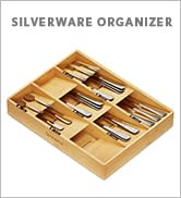 SpaceAid Bamboo Silverware Drawer Organizer with Labels, Kitchen Utensil Tray Holder Organizer fo...