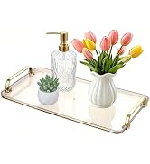 Segbeauty 16.3x8.7in Acrylic Rectangle Serving Tray for Coffee Table, Amber Modern Decorative Bat...