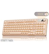 EWEADN V102 Wired Keyboard, 98 Keys Creamy Gaming Keyboard with Display Screen, Media Knob RGB Si...