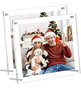 AITEE 8x10 Acrylic Picture Frames 2 Pack, Clear Desk Picture Frames with Stand, Modern Frameless ...