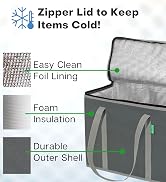 Insulated Bag with Zipper Lid to Keep Food Items Warm or Cold