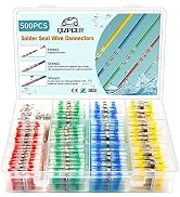 500Pcs Solder Seal Wire Connectors Kit, Heat Shrink Wire Connectors Waterproof Electrical Cable B...