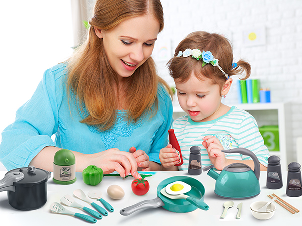 Learning Kitchen Toy: Kids learn cooking skills & identify fruits/vegetables through play.