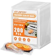 FUNFERY Precut Vacuum Sealer Bags for Food, 200 Pint 6" x 10", Food Long-Term Storage and Sous Vi...