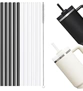 Dakoufish Black White Replacement Straws For 40oz Stanley Simple Molden Tumbler,10 Pack 12 Inch R...