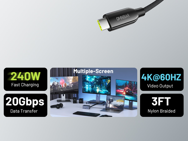 240w usb c to usb c video cable for monitor