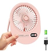 USB Desk Fan, Rechargeable Small Quiet Portable Fan, 180° Folding 6 Speeds Strong Wind Table Fans...