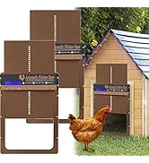 KILOGOGRAPH Automatic Chicken Coop Door - 2 Packs, All Metal, Waterproof, with Timer, Brown