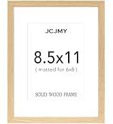 JCJMY 8.5x11 Picture Frame, Solid Wood Frame for Certificate Photo Poster, Display 6x8 with Mat o...