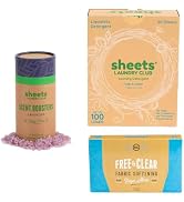 Sheets Laundry Club Bundle - 4 Pack Free & Clear Detergent Sheets, 3 Pack Free & Clear Dryer Shee...