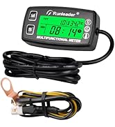 Runleader Digital Tach Hour Meter,Engine Temperature Gauge,Alert RPM & Temp,Backlights Display fo...
