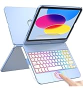 HOTLIFE for iPad A16 11th Generation/10th Generation Case with Keyboard,Multi-Touch Trackpad Keyb...