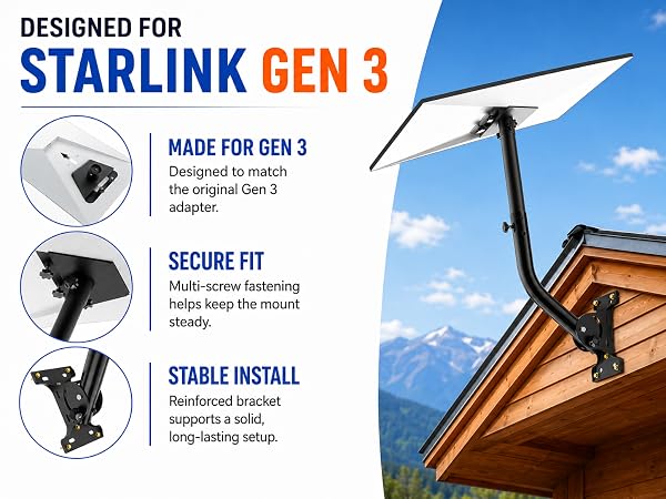 Heavy duty Starlink bracket adapter fits Gen3 Gen4/V4 dish,starlink mounting bracket for standard