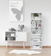 Furinno LUDER Book Shelf, 5-Cube Bookshelf, Bookcase with Open Shelf, 9.4 x 15.8 x 52, for Living...