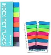 UniBright 400 pcs Sticky Tabs for Books, Colored Transparent and Writable Page Markers with 4 Inc...