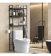 NOVIMANGO Over The Toilet Storage 3 Tier Over Toilet Bathroom Organizer Wooden Bathroom Space Sav...