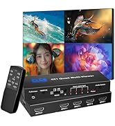 Yuemona HDMI Multiviewer Switch 4x1 Quad Multi-Viewer 4 in 1 Out Seamless Switching with Remote C...