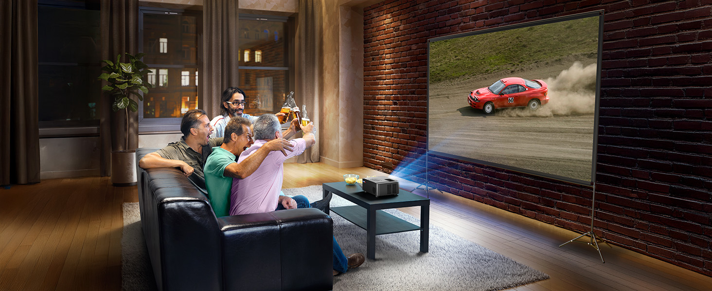 Projector Screen with Stand 120 Inch, 16:9 4K HD Portable Projector Screen Indoor Outdoor