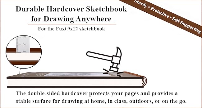 9x12 hardcover sketchbook with stable drawing surface for use anywhere without a desk