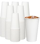 ECOEXTRA Coffee Cups 16 oz 200 Pack, Disposable Paper Cups for Hot Beverage Drinking, White Hot C...